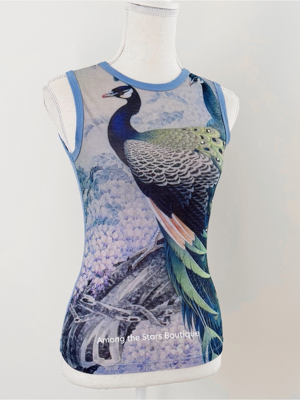 Extremely Rare Y2K Vintage Peacock Rhinestone Sleeveless Top ASO Lizzie McGuire - Picture 12 of 14